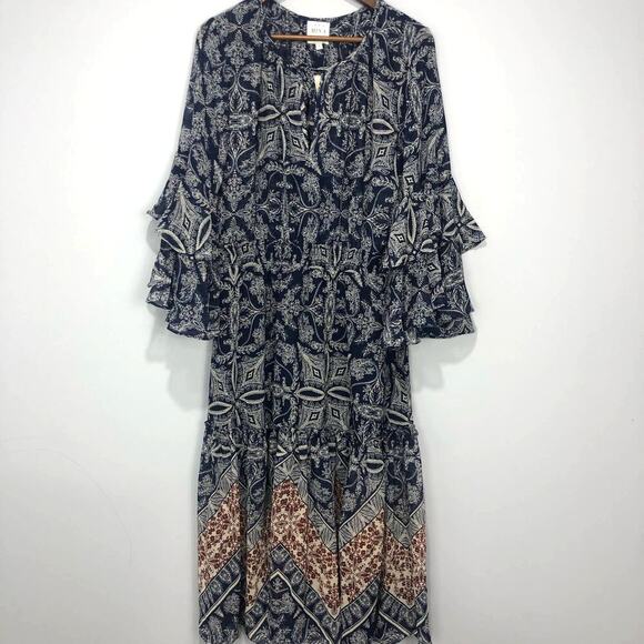 NWT Anthropologie x Misa  Los Angeles Miriam Bell-Sleeved Dress Blue Size L - Picture 5 of 15